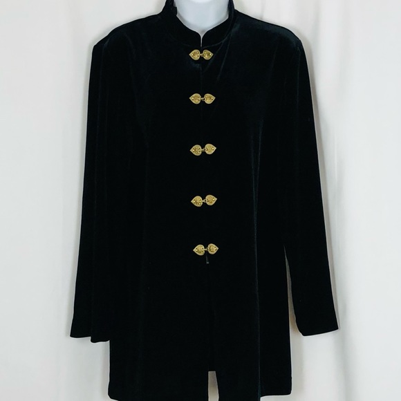 R&M Richards Velvet ‘gold’ hook closure long jacket 12P - Picture 5 of 16